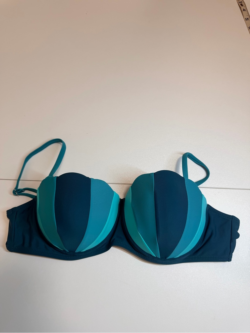 Mermaid Inspired Striped Teal Padded Underwire Bikini Top